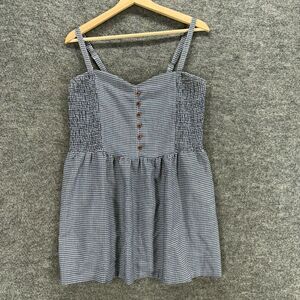Ebby Andi Dress Women 14 Black Plaid Shift Short Sweetheart Button Sleeveless